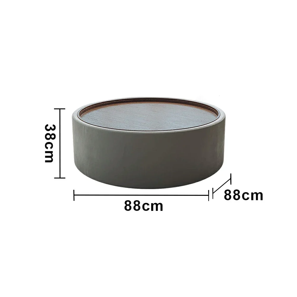 LIVARA Round Storage Coffee Table Hidden Storage Smooth Curved Design Modern Minimal Style - Grey - Image 5