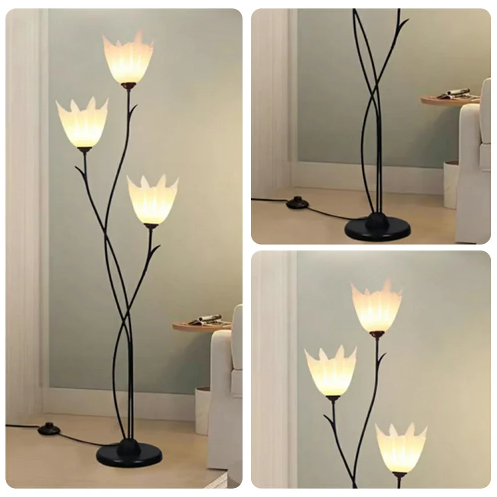 LIVARA 7/12W Floor Lamp 3 Lighting Modes Soft Ambient Lighting Acrylic Shade Foot Switch Stable Base - Black&White - Image 3