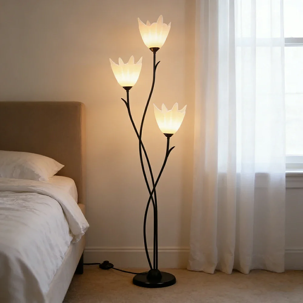 LIVARA 7/12W Floor Lamp 3 Lighting Modes Soft Ambient Lighting Acrylic Shade Foot Switch Stable Base - Black&White - Image 4