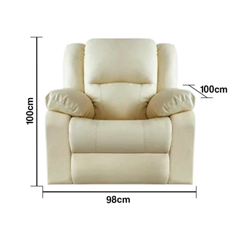 LIVARA 98cm Electric Recliner Sofa Single Seat Power Extend Top-Grain Leather Comfort Design - Beige - Image 5