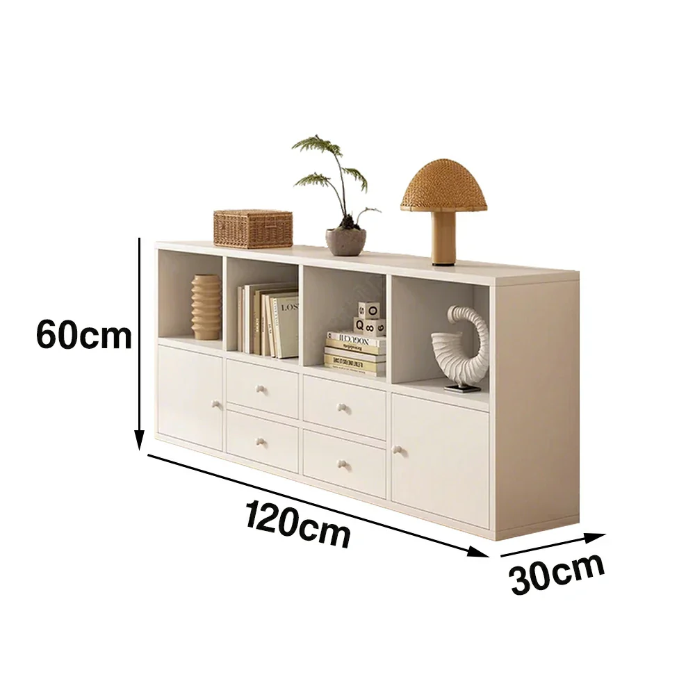 LIVARA Storage Cabinet with Doors & Drawers - 6/8-Cube Organiser, Large Capacity Shelving for Living Room & Bedroom - White - Image 10
