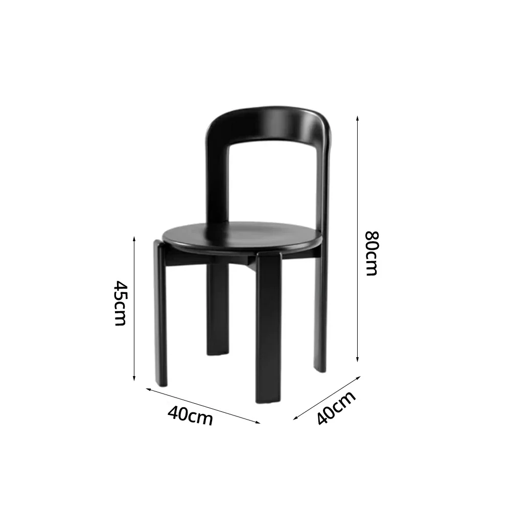 LIVARA Dining Chair - Ergonomic Curved Backrest - Solid Wood Frame - Thickened Stable Legs for Home & Cafe Use - Black - Image 5