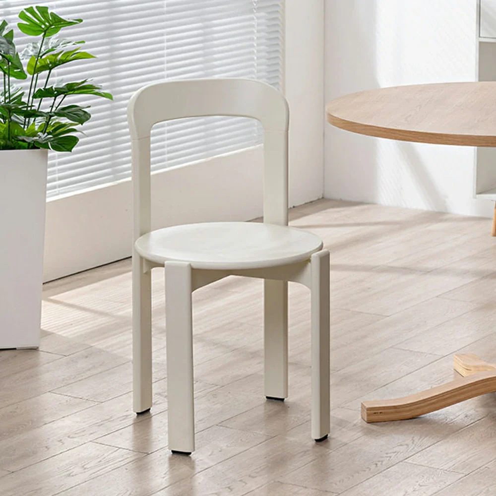 LIVARA Dining Chair - Ergonomic Curved Backrest - Solid Wood Frame - Thickened Stable Legs for Home & Cafe Use - White - Image 4