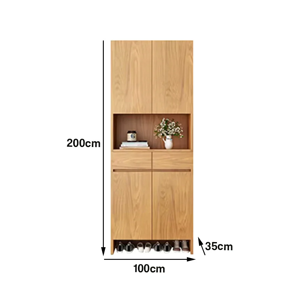 LIVARA 80/100cm Storage Cabinet - Multi-Shelf & Drawer Organiser with Eco Solid Wood Panels, Slim 35cm Depth & Flush Wall Design - Image 6