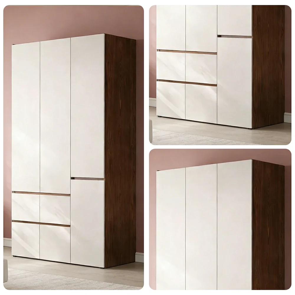 LIVARA 120cm Solid Wood Wardrobe Cabinet - Full Height Storage with Hanging Space & Drawers, Durable Thick Wood Design - Image 3