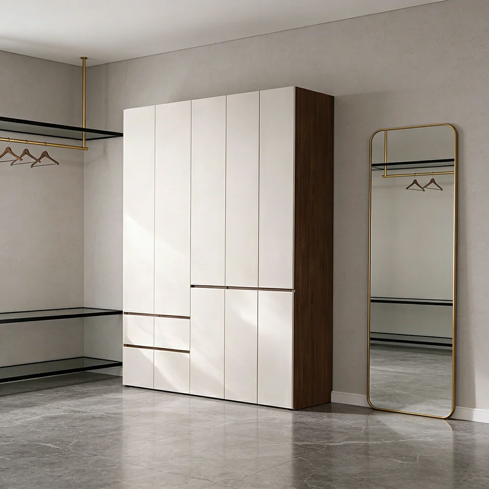 LIVARA 180/200cm Solid Wood Wardrobe Cabinet - Full Height Storage with Hanging Space & Drawers, Durable Thick Wood Design - Image 2