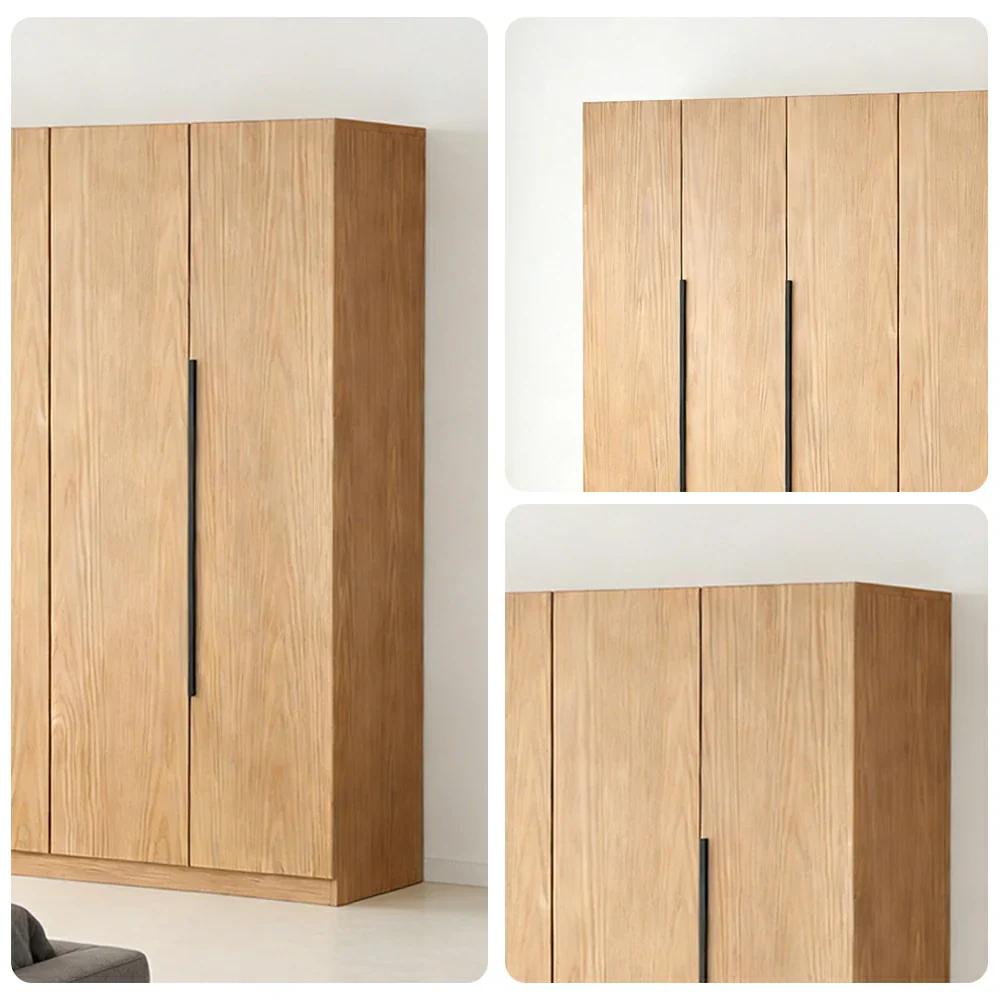 LIVARA 200cm Solid Wood Wardrobe Cabinet - Deep 60cm Storage with Heavy Duty Hanging Rail, FAS Grade Oak Durable Floor Standing Design - Wood - Image 3
