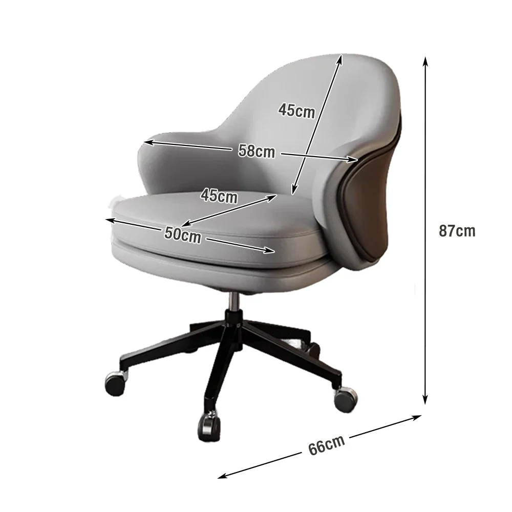 LIVARA Office Chair - Ergonomic Back Support, Nappa Leather, High-Density Foam, Gas Lift, 66cm Seat - Image 5