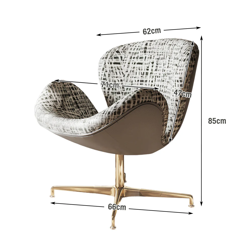 LIVARA Swivel Dining Chair – 360° Auto-Return, Linen Fabric, High-Density Foam, Gas Lift - White and Black - Image 5