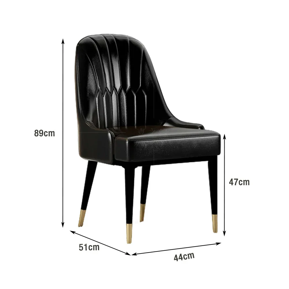 LIVARA Dining Chair – Premium Faux Leather Upholstery, Ergonomic Vertical-Stitched Backrest, High-Density Cushion, Sturdy Metal Legs with Gold-Tipped Design - Black - Image 5