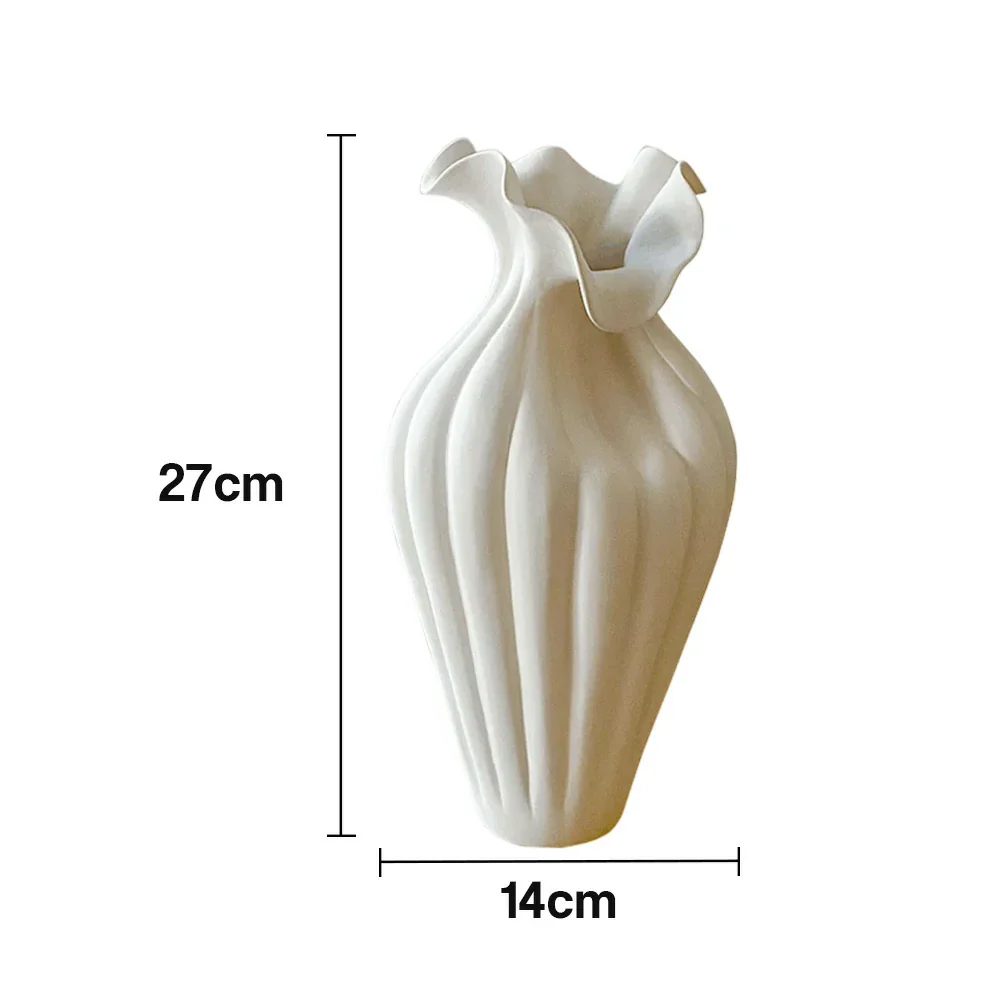 LIVARA Shy Bloom Ceramic Vase Handcrafted Sculptural Form Stone-Like Matte Texture Artistic Decor for Modern Interiors - Ivory White - Image 5