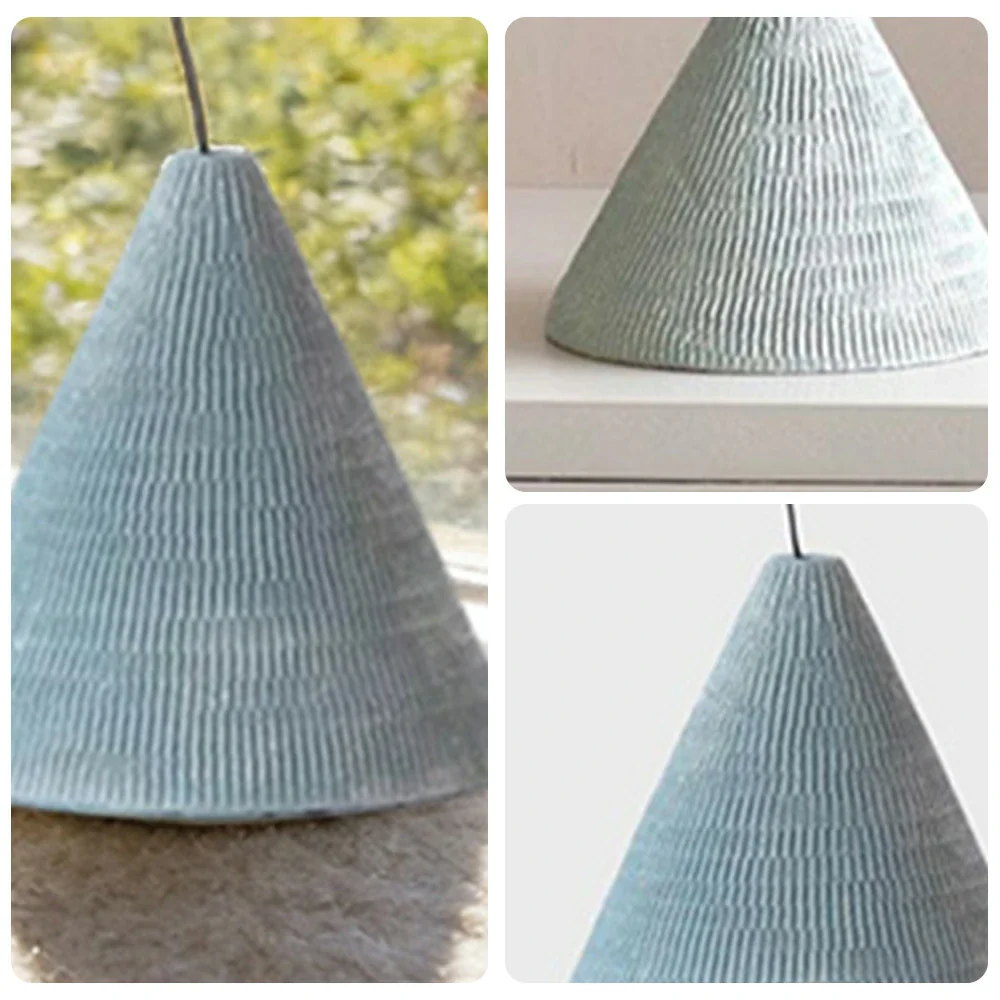 LIVARA Mini Ceramic Vase - Sculptural Cone Shape with Textured Matte Finish, Elegant Accent Decor for Modern Interiors - Light Blue - Image 3