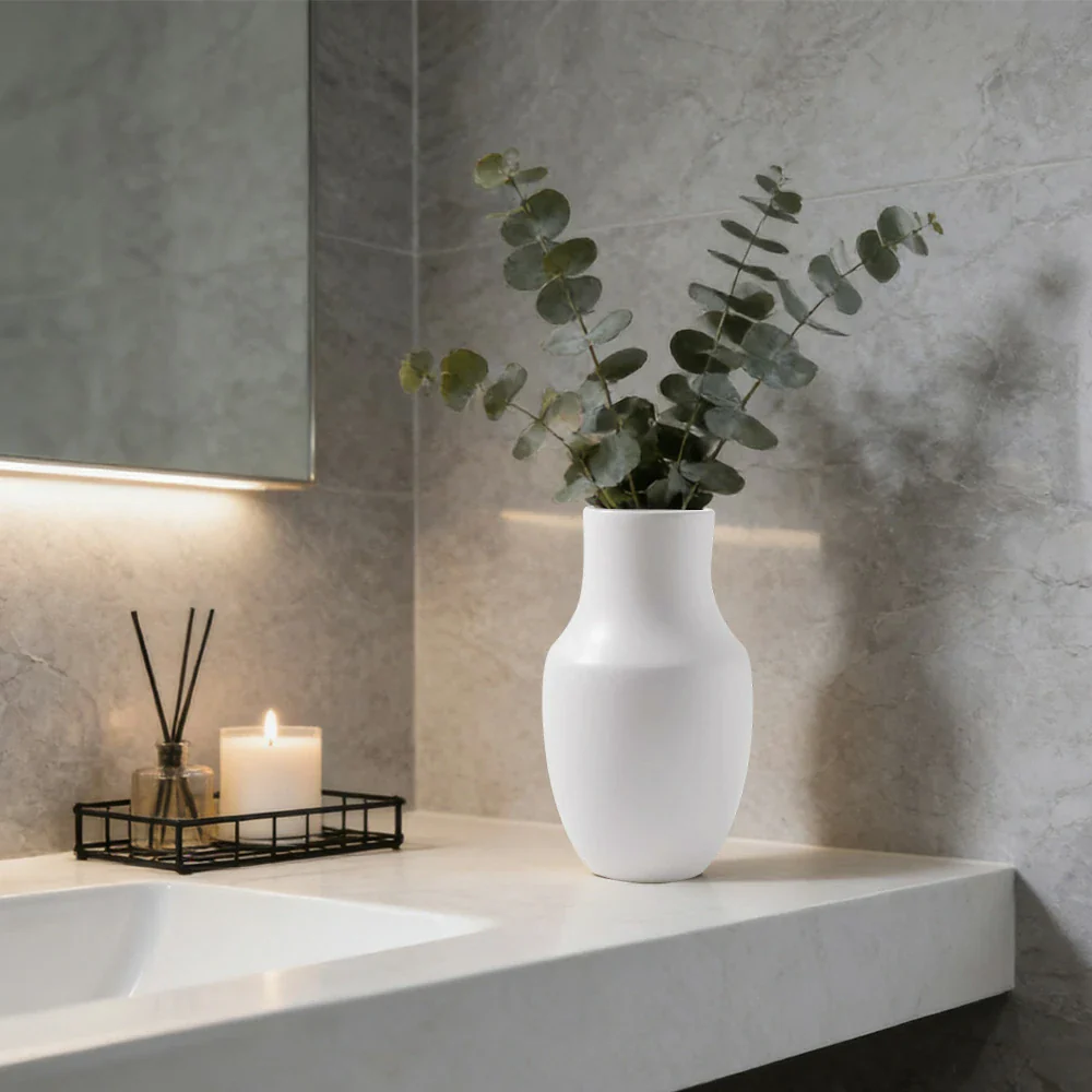 LIVARA Ceramic Vase Ornament Wabi-Sabi White Artistic Display Matte Ceramic Handcrafted Stone-Texture Design - Image 2