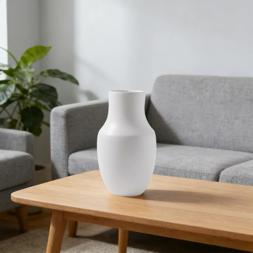 LIVARA Ceramic Vase Ornament Wabi-Sabi White Artistic Display Matte Ceramic Handcrafted Stone-Texture Design - Image 4