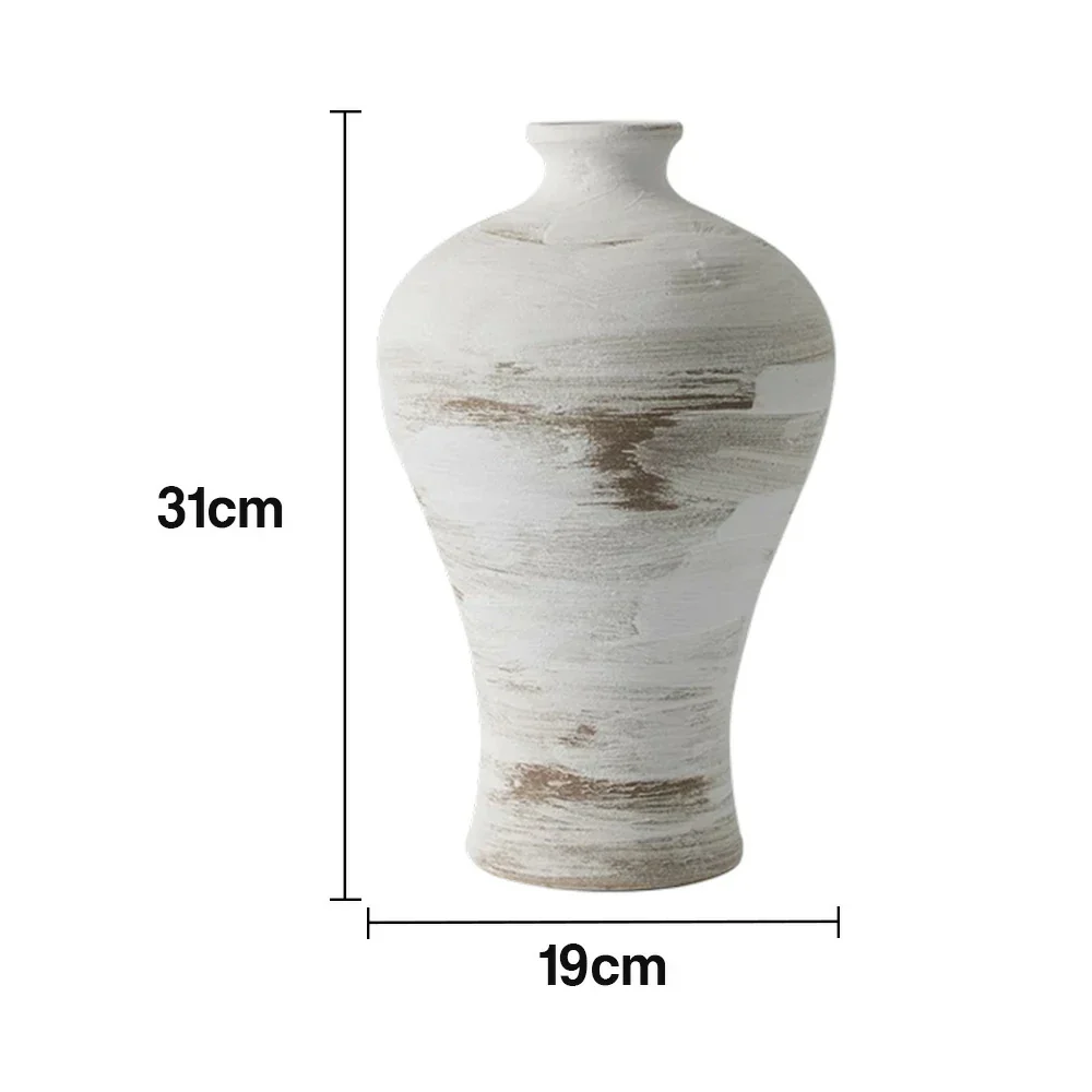 LIVARA Ceramic Vase Ornament White Vintage Artistic Home Display Matte Ceramic Handcrafted Stone-Texture Finish - Image 5