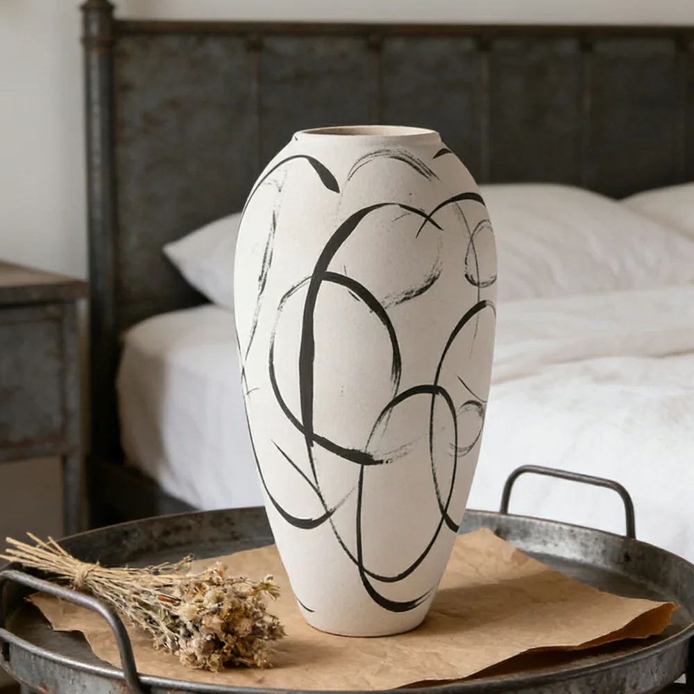LIVARA Ceramic Vase Ornament Wabi-Sabi Aesthetic Decorative Display Matte Ceramic Handcrafted Textured Finish - Image 4