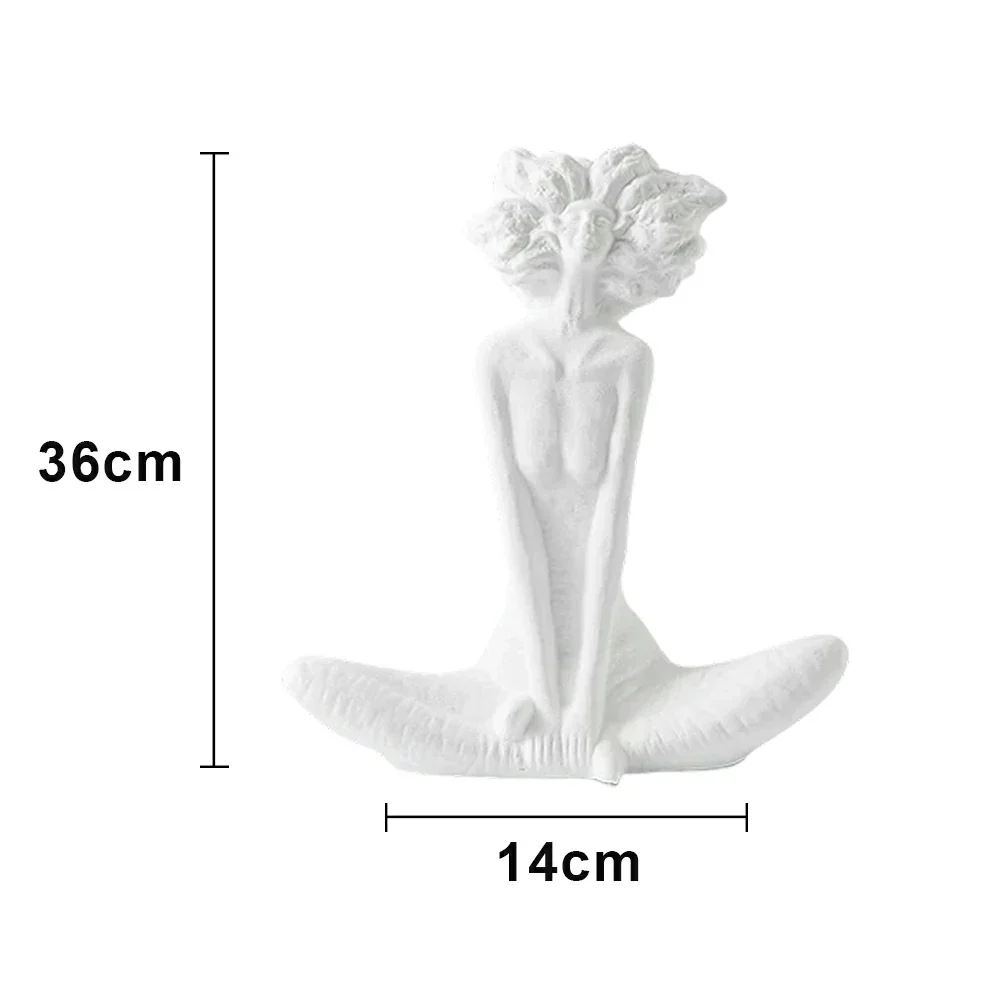 LIVARA Ceramic Vase Ornament White Female Sculpture Artistic Home Decor Matte Ceramic Handcrafted Stone-Texture Finish - Image 5