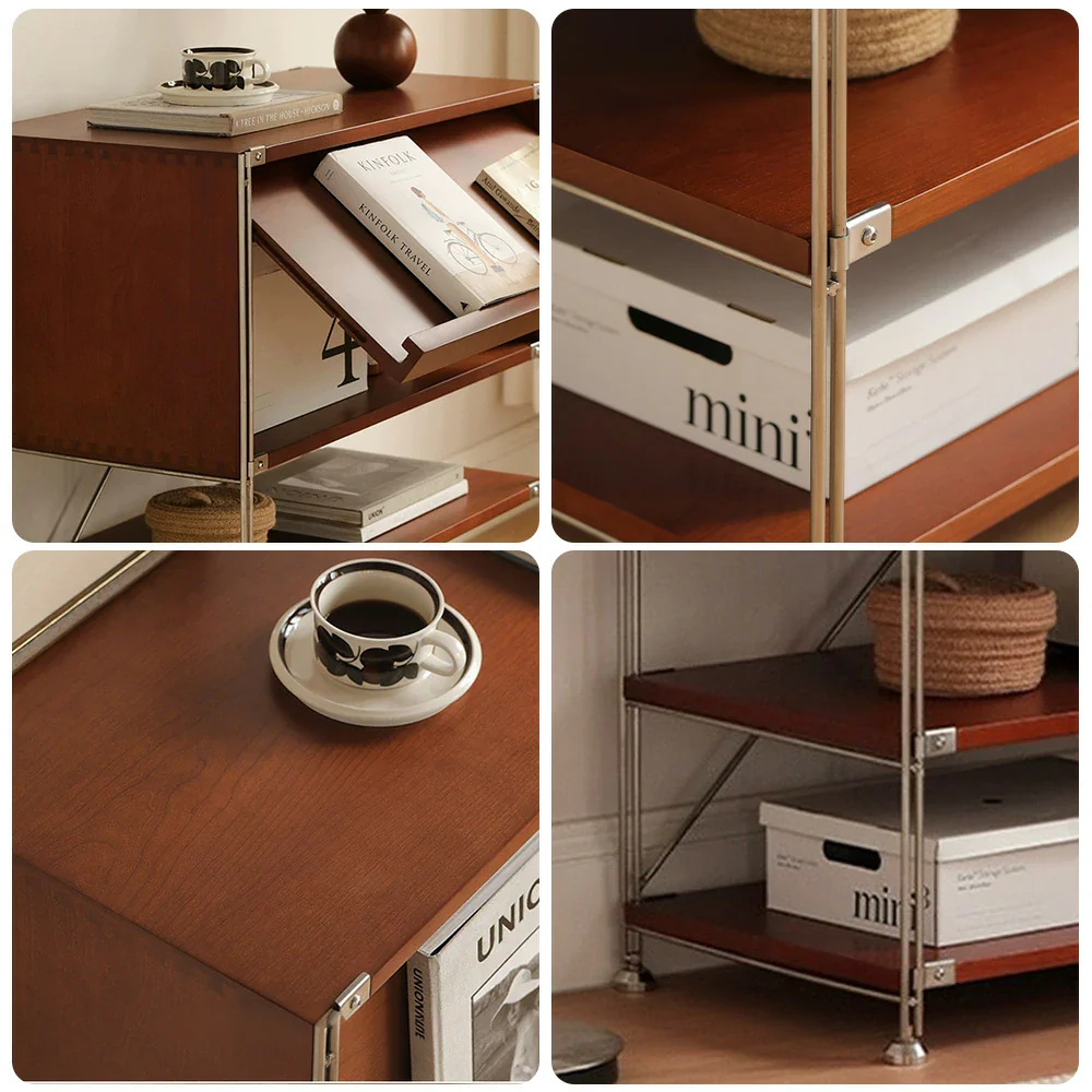 LIVARA 1130 Storage Cabinet – Flip-Top Solid Wood Cabinet, Multi-Layer Storage, 87cm Compact Design - Space-Saving - Brown - Image 3