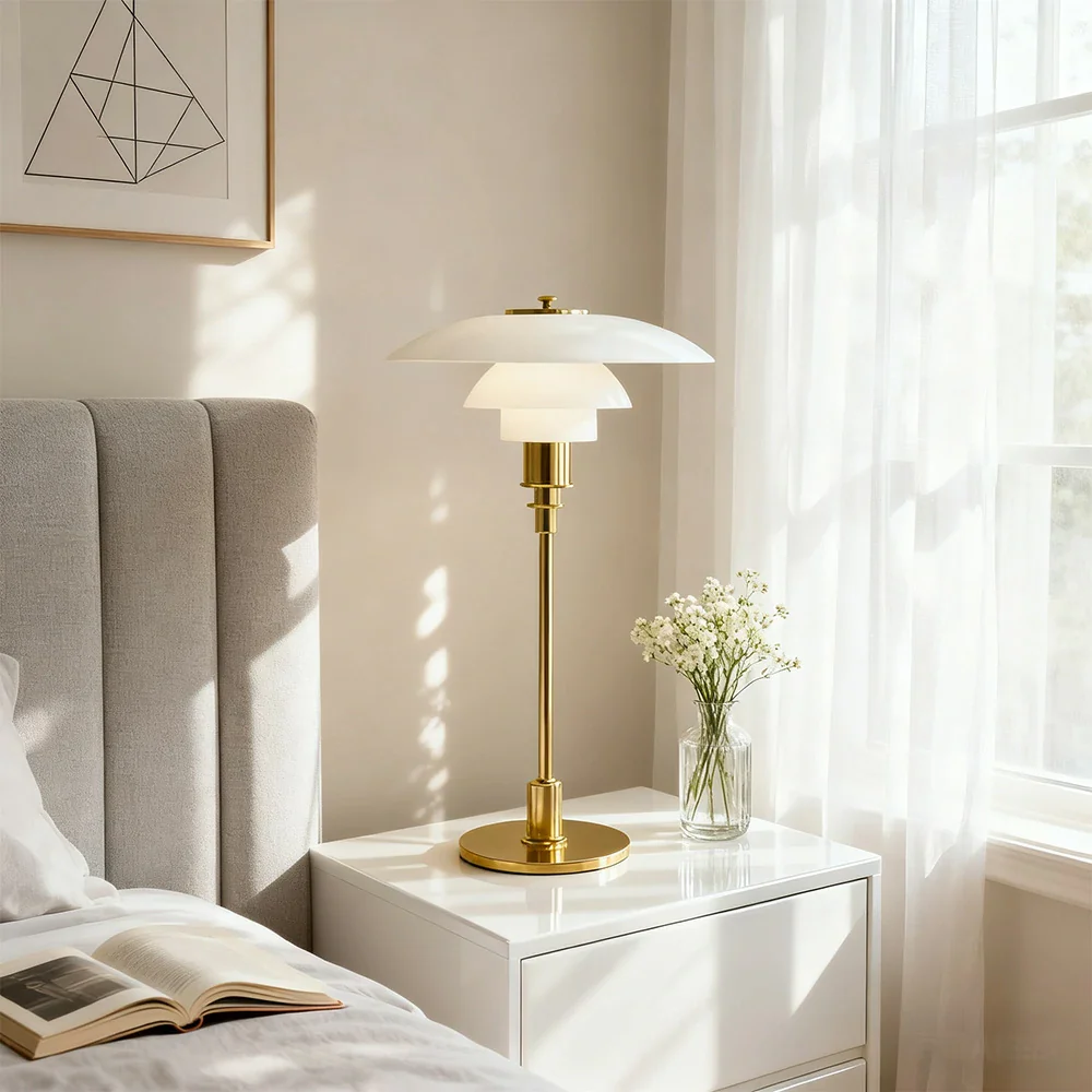 LIVARA Table Lamp Three Colors E14 Glass Lampshade High CRI Energy-efficient Design - White - Image 2