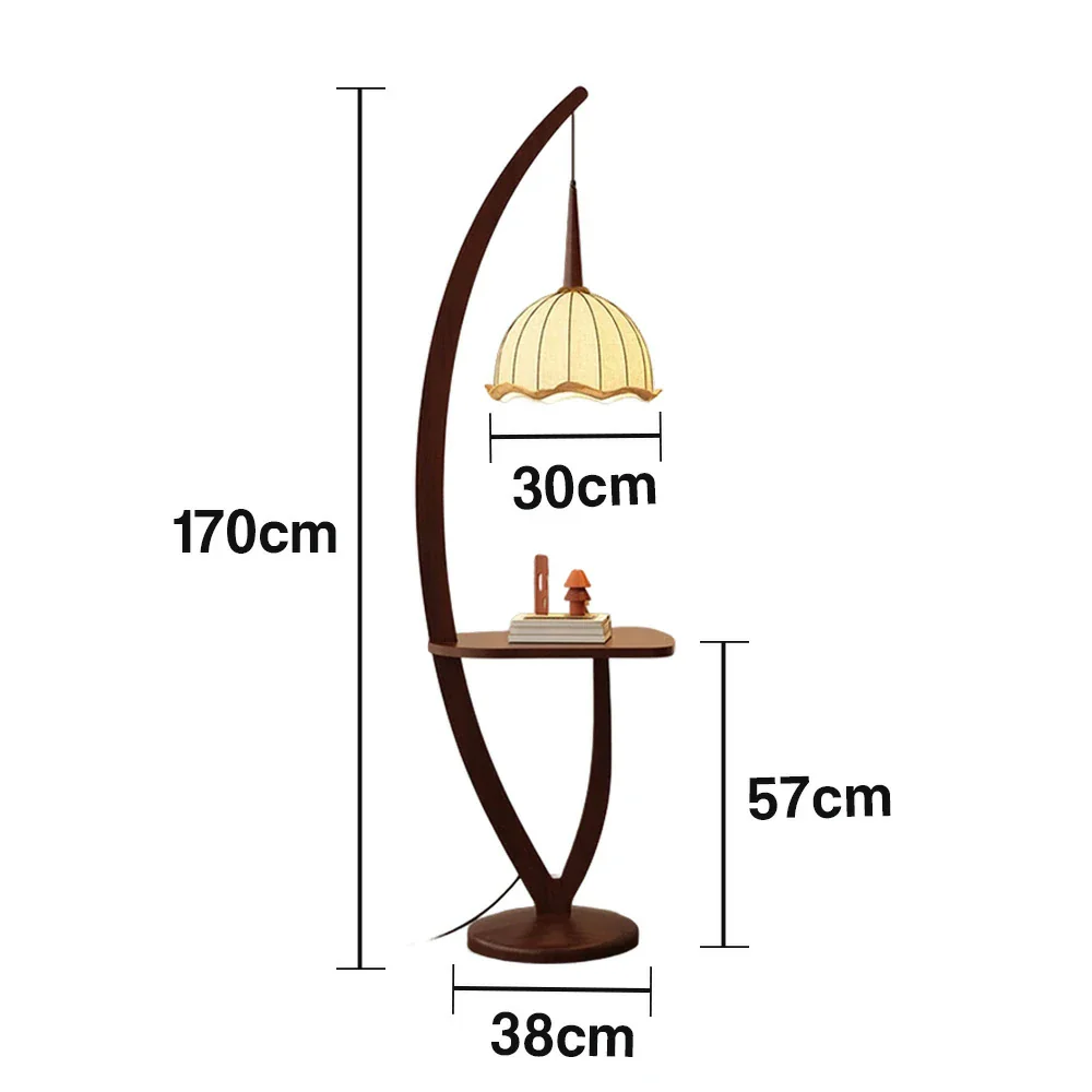 LIVARA Floor Lamp with Full-Spectrum Light, Lily Flower Fabric Shade, Foot Switch, High-Quality Wooden Base, Adjustable Three-Color Temperature - Image 5