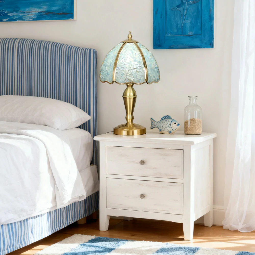 LIVARA Crystal Table Lamp - Natural Crystal Shade, High-Spec LED Bulbs, E27 Socket, Soft, Flicker-Free Light - Blue - Image 2