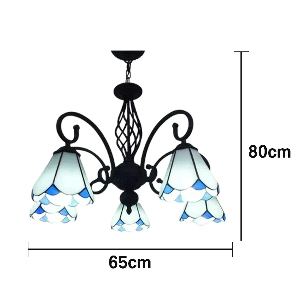 LIVARA Crystal Pendant Light - High-Temperature Coloured Glass, 5-Light E27 Pendant, Iron Frame, Adjustable Height for Elegant Illumination - White - Image 5