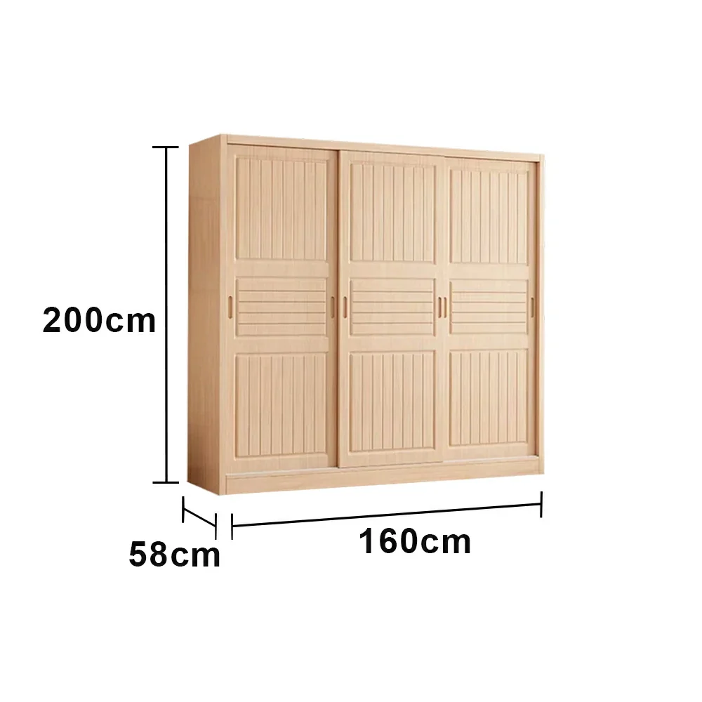 LUXORA 140/160/200cm Sliding Door Wardrobe - Multi-Compartment Hanging Storage with Solid Pine Wood Frame, Heavy-Duty Rail & Space-Saving Design - Image 6