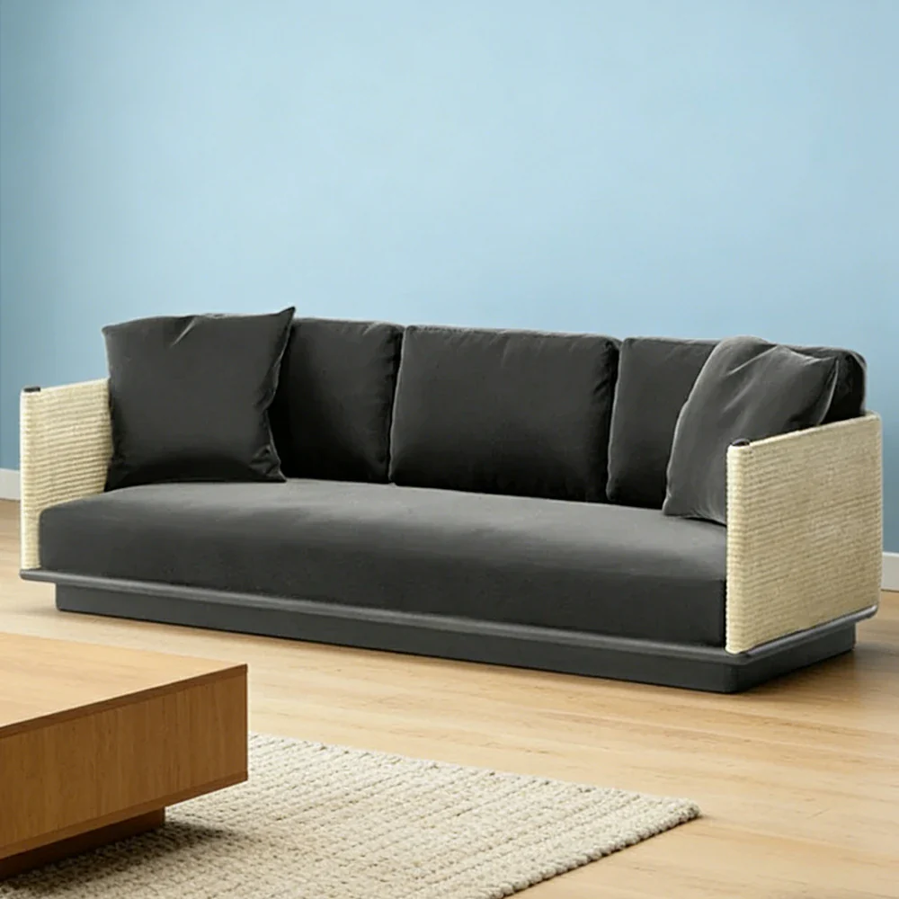 LUXORA Three-Seater Sofa - Waterproof Rope Design, Quick-Dry Cushion, High-Density Foam Support, Weather-Resistant Fabric - Image 4