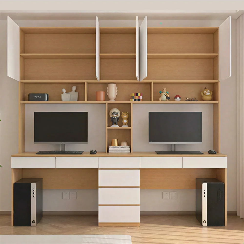 LUXORA G Style Desk with Right Bookshelf Storage Cabinet & Drawers for Home Office - Oak White - Image 5
