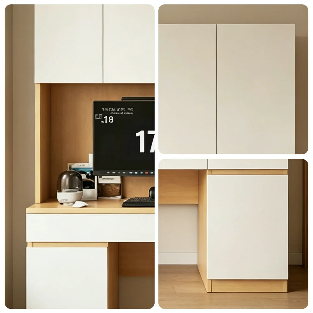 LUXORA Single Study Desk with Bookshelf Storage for Study Bedroom Home Office - Natural Wood - Image 3