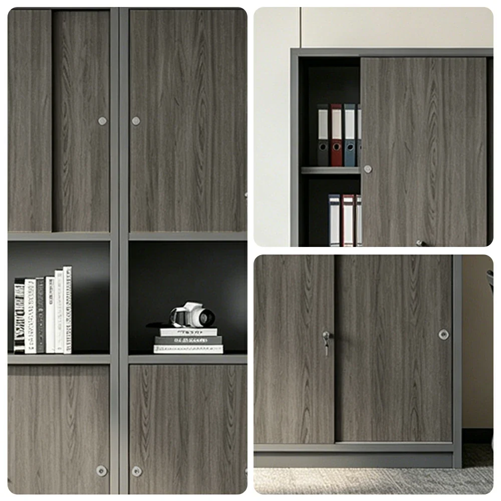LUXORA Four Door Office Storage Cabinet with File Shelves for Study Office - Walnut - Image 3