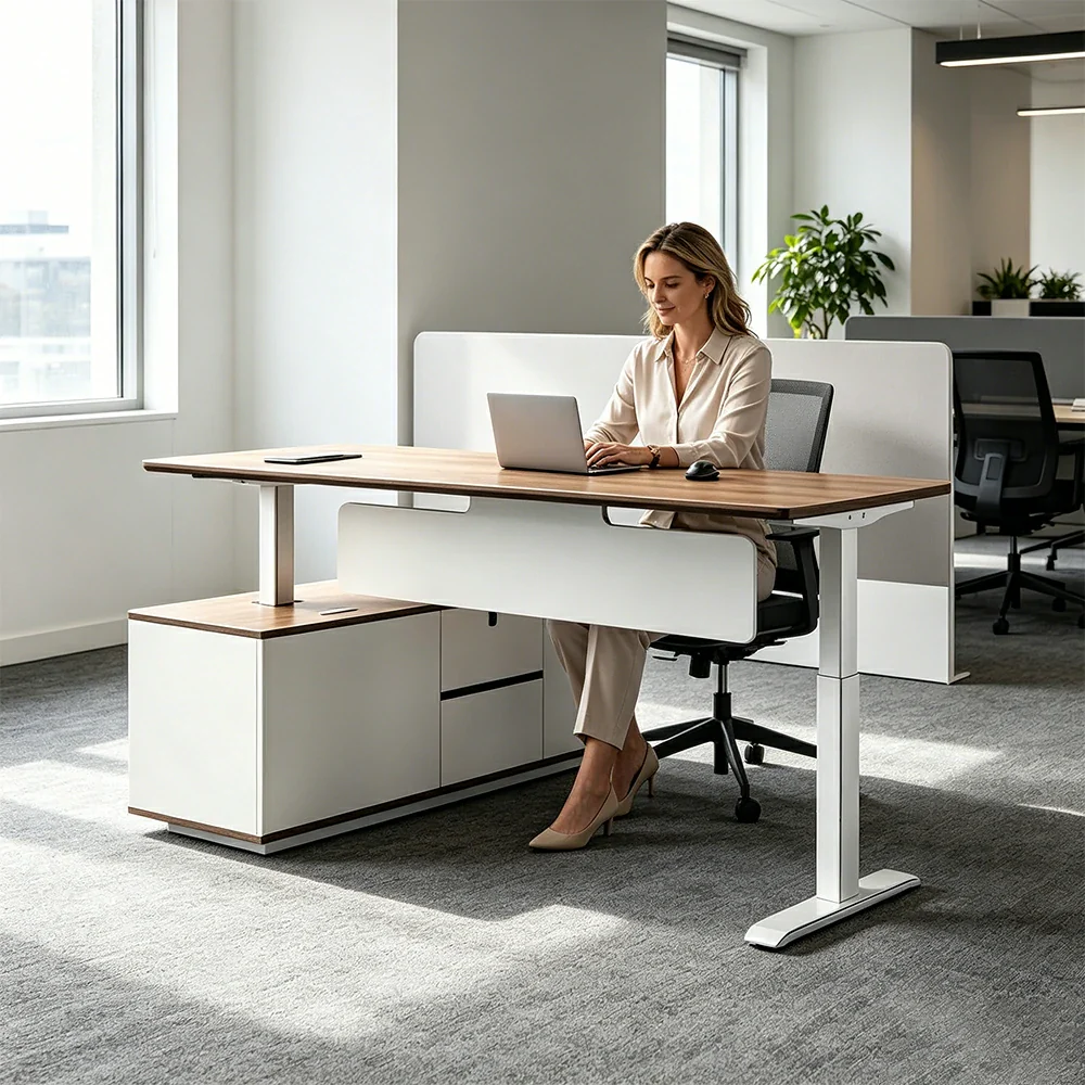 LUXORA 1.8m Dual Motor Standing Desk - 720-1200mm Adjustable for Home Office - Light Wood - Image 6