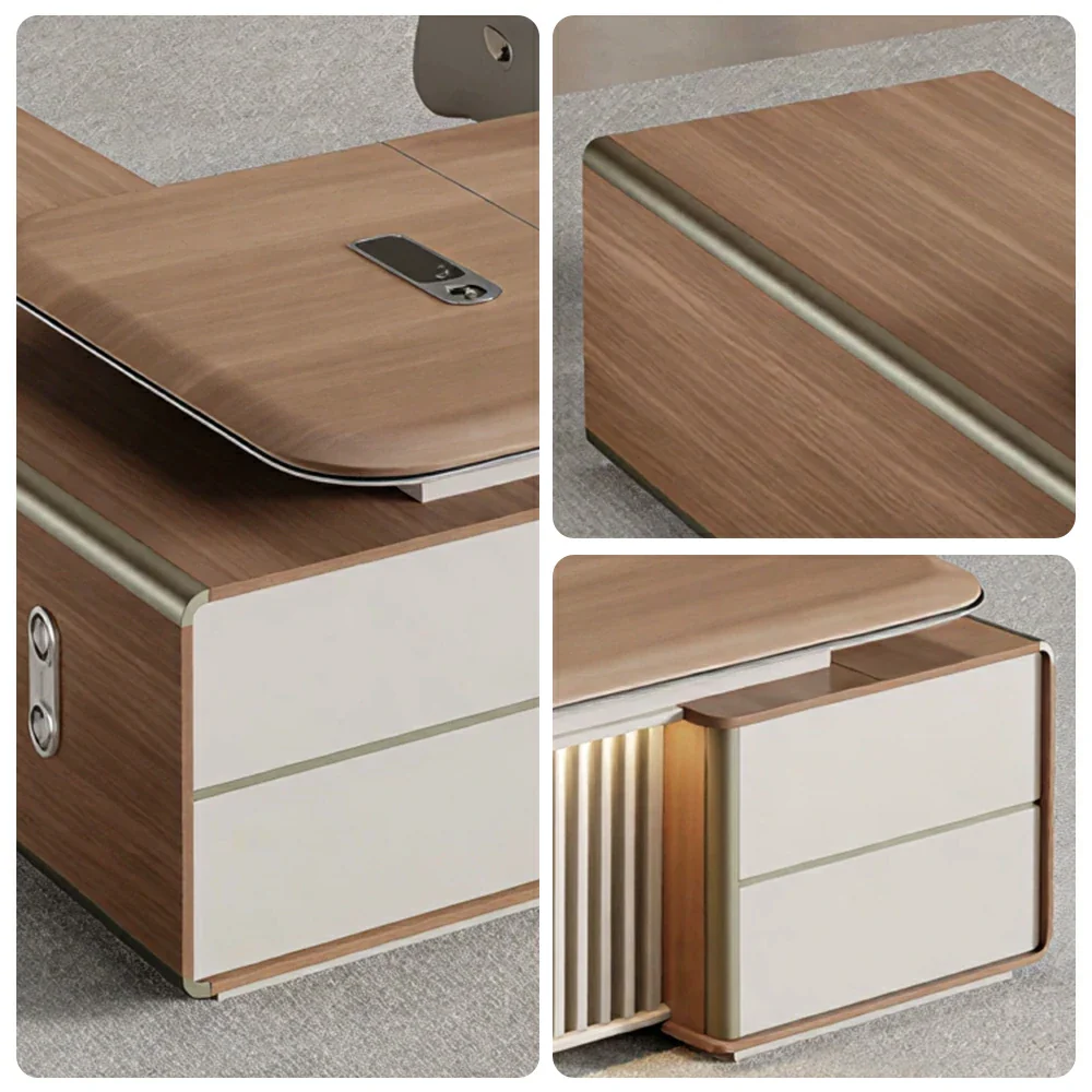 LUXORA 2.0m Dual Motor Executive Desk - Premium Height Adjustable Office Workstation - Walnut - Image 3