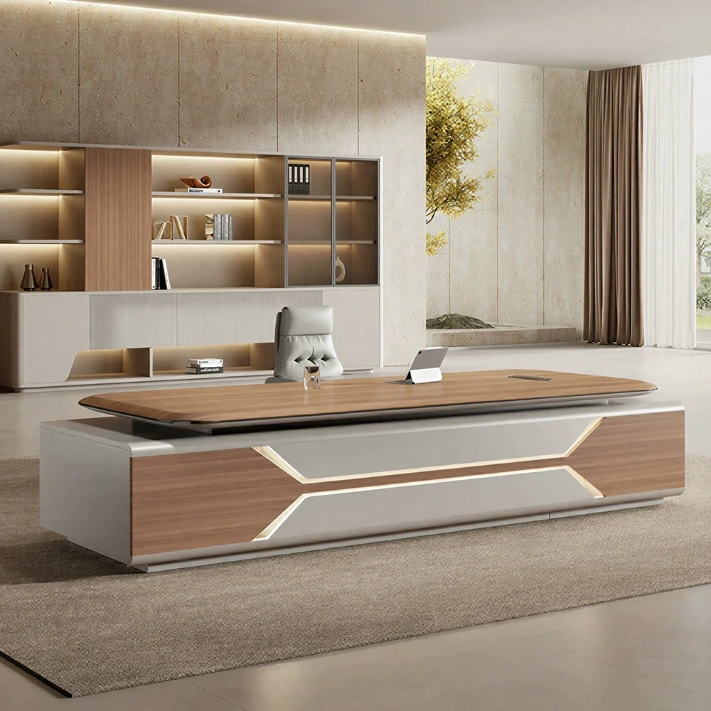 LUXORA 2.0m Standard Executive Office Desk - Premium Manager Workstation with Storage - Walnut - Image 4
