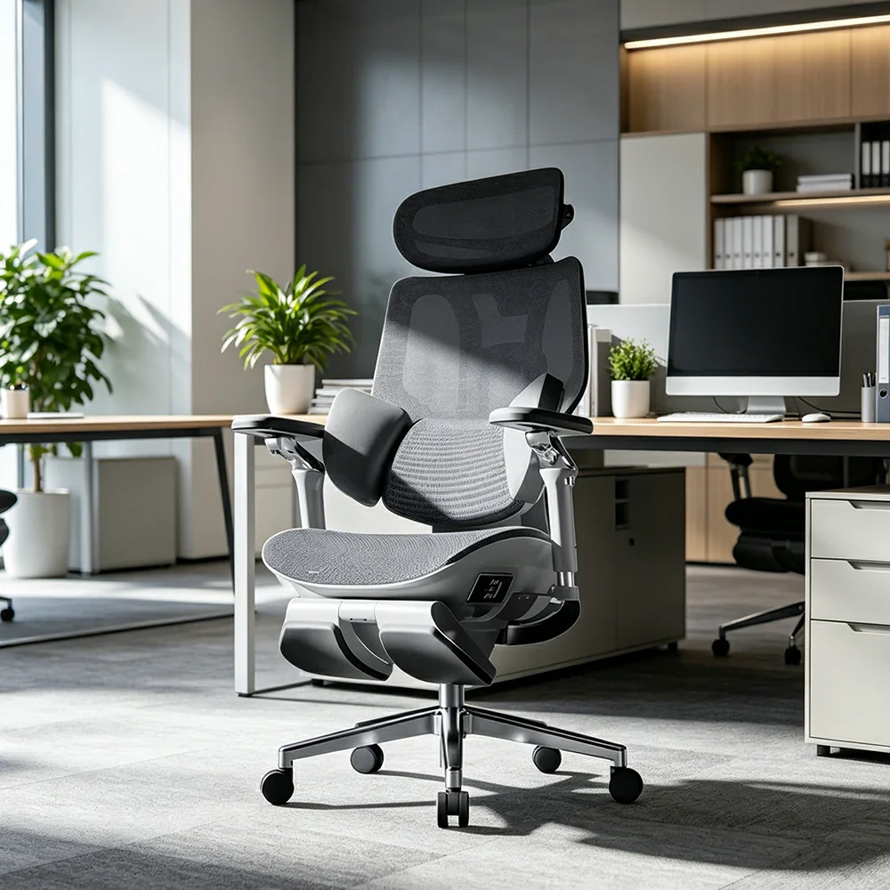 LUXORA  X7 Premium Ergonomic Office Chair Electric Reclining Chair with Massage Heat Support Footrest - Grey - Image 2