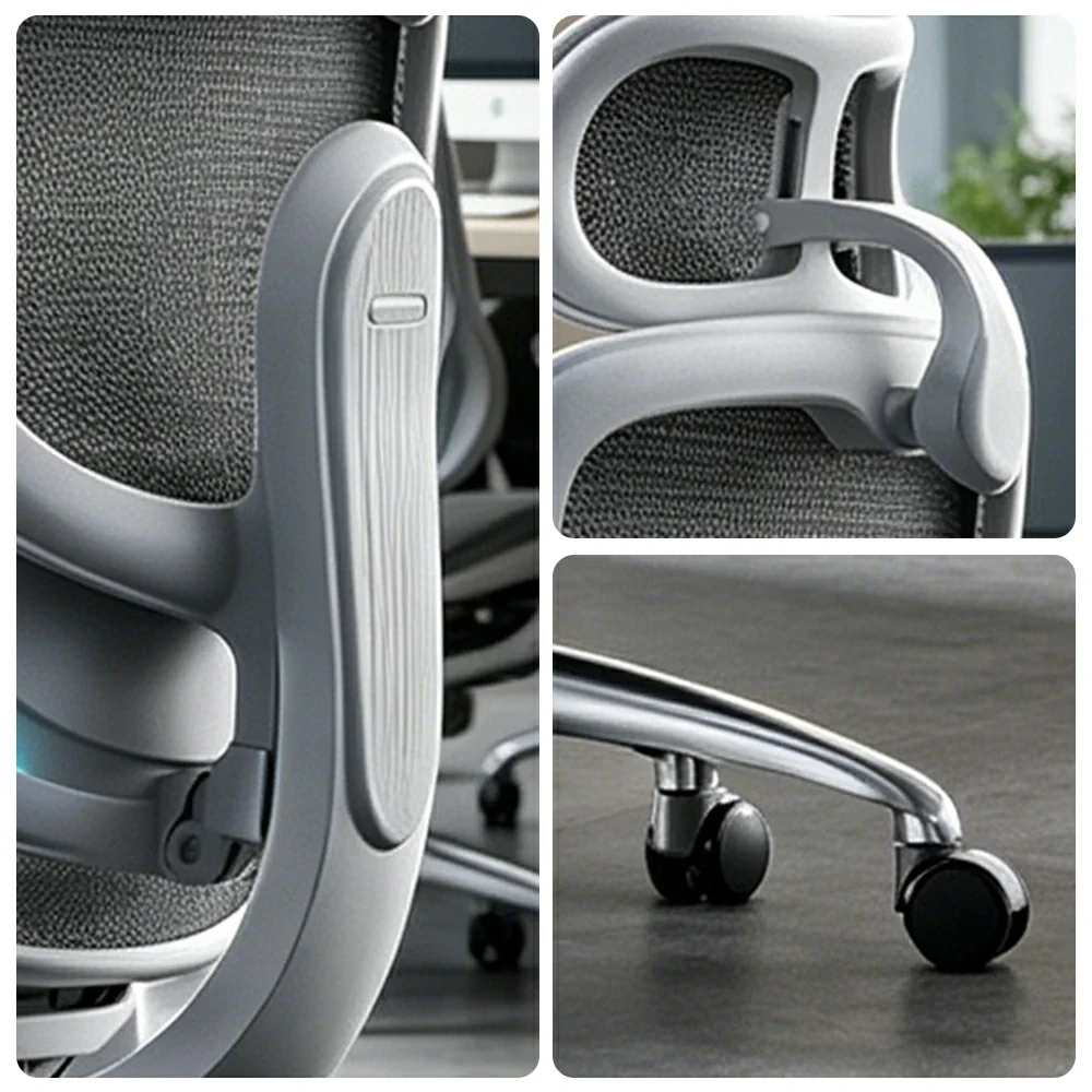 LUXORA Smart Ergonomic Mesh Office Chair Adjustable Headrest Reclining Chair with Lumbar Support for Home Office - White - Image 3