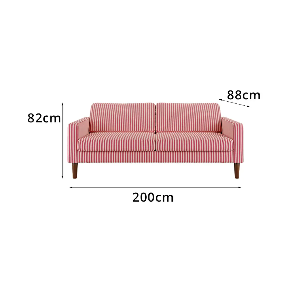 LUXORA Leisure Sofa with Larch Wood Frame and Latex Cushion 160/200cm for Living Room, Study and Balcony - Red&White - Image 8