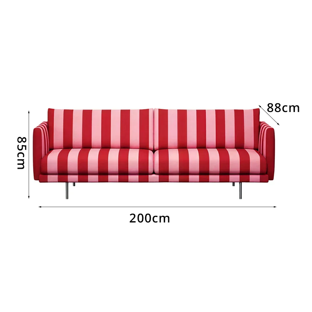 LUXORA Striped Leisure Sofa with Larch Wood Frame and High-resilience Latex Cushion 160/200cm for Living Room Study and Balcony - Red - Image 8