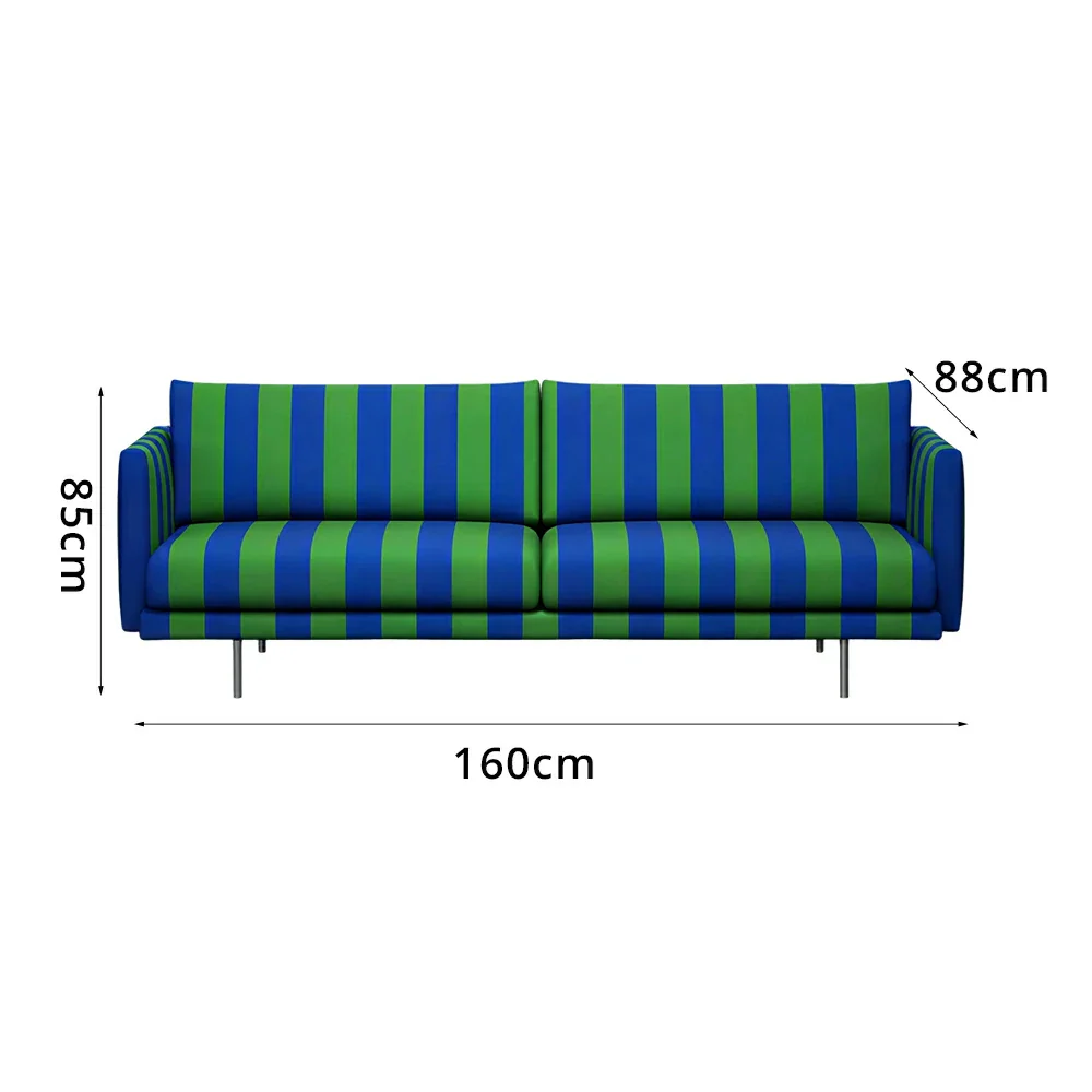 LUXORA Striped Leisure Sofa with Larch Wood Frame and High-resilience Latex Cushion 160/200cm for Living Room Study and Balcony - Blue - Image 7