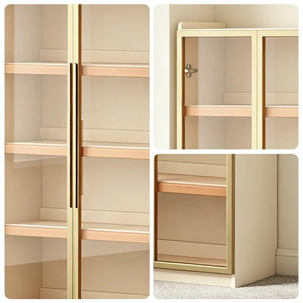 LUXORA 80cm Slim Solid Wood Bookshelf with Open Shelves and Glass Door for Study Bedroom and Small Spaces - Image 3