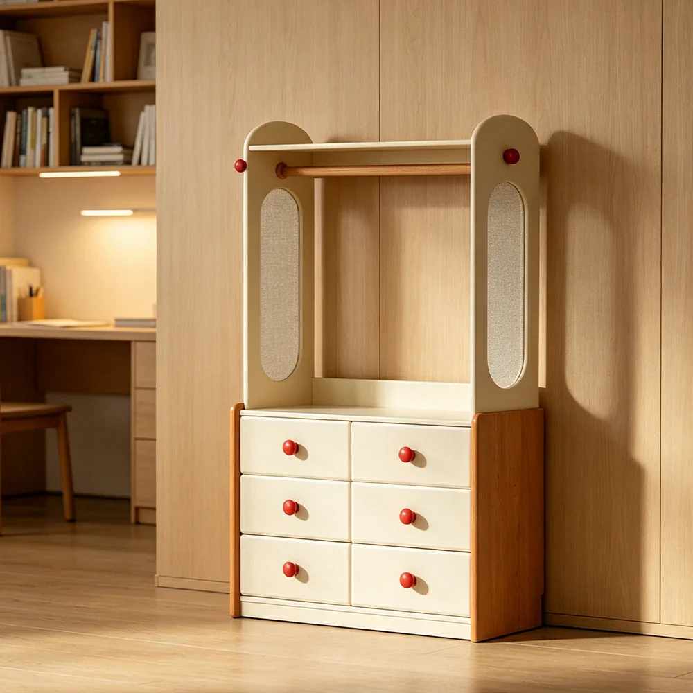 LUXORA Kids Storage Chest with Large Drawers and Coat Rack 6-Drawer Cabinet for Kids Room and Nursery - Image 6