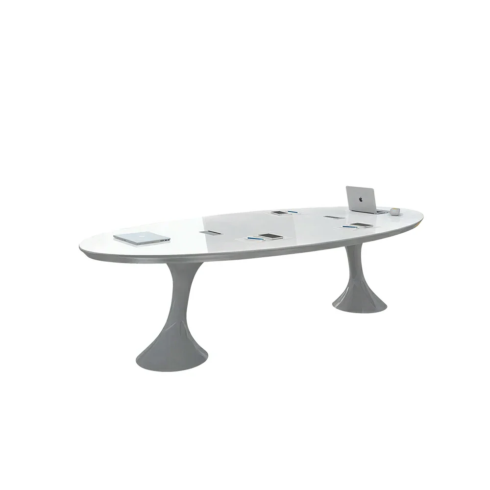 LUXORA 180/240/300cm Oval Conference Table Modern Small Meeting Desk - White