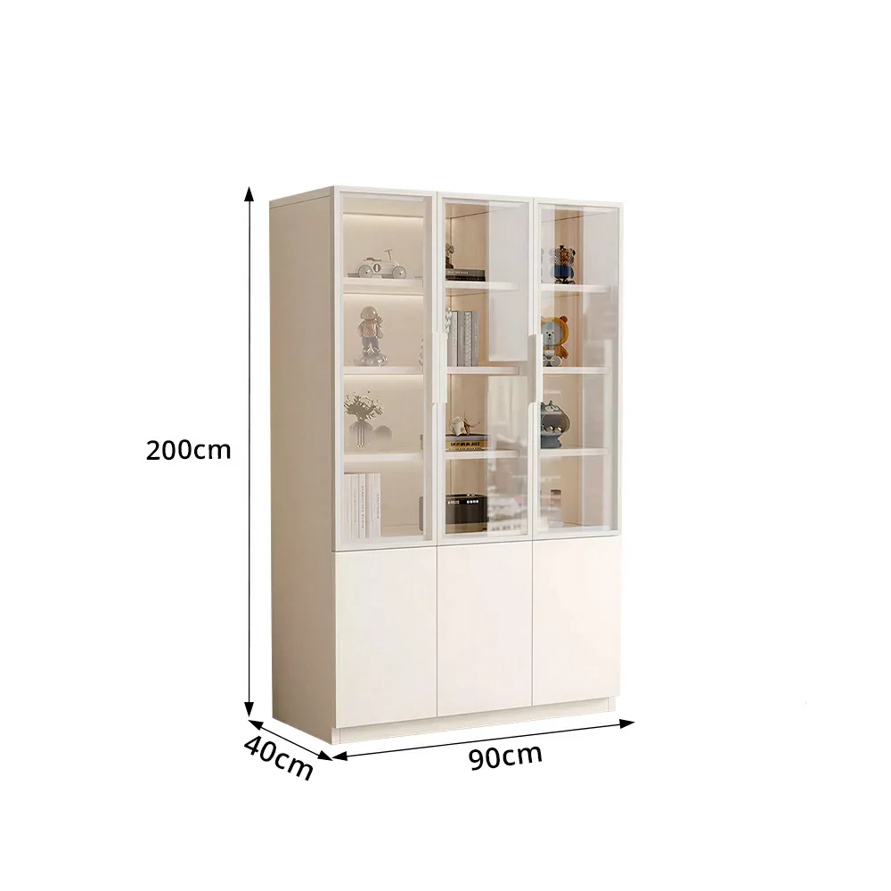 LUXORA Storage Cabinet - Honeycomb Aluminum Frame Glass Door Display Cabinet 90/120cm Living Room Storage - White - Image 7