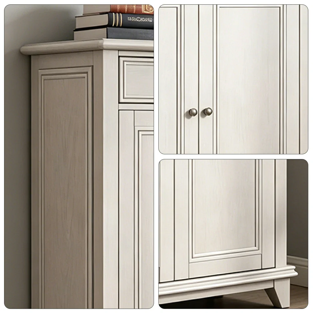 LUXORA Solid Wood 5 Door Shoe Cabinet with Multi-Drawer Storage American Style Entryway Organizer for Hallway Foyer - White - Image 3