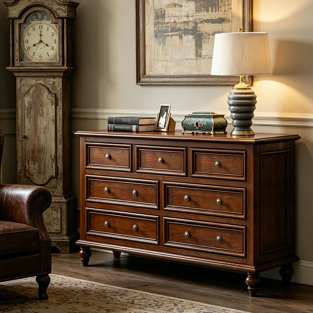 LUXORA Solid Wood 7 Drawer Chest with Large Storage American Style Cabinet for Living Room Bedroom Entryway - Image 4