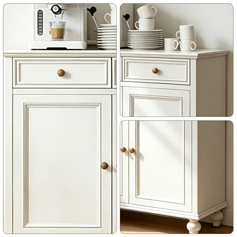 LUXORA Solid Ash Wood Double Door Storage Cabinet Vintage Drawer Organizer for Bedroom Living Room - White - Image 3