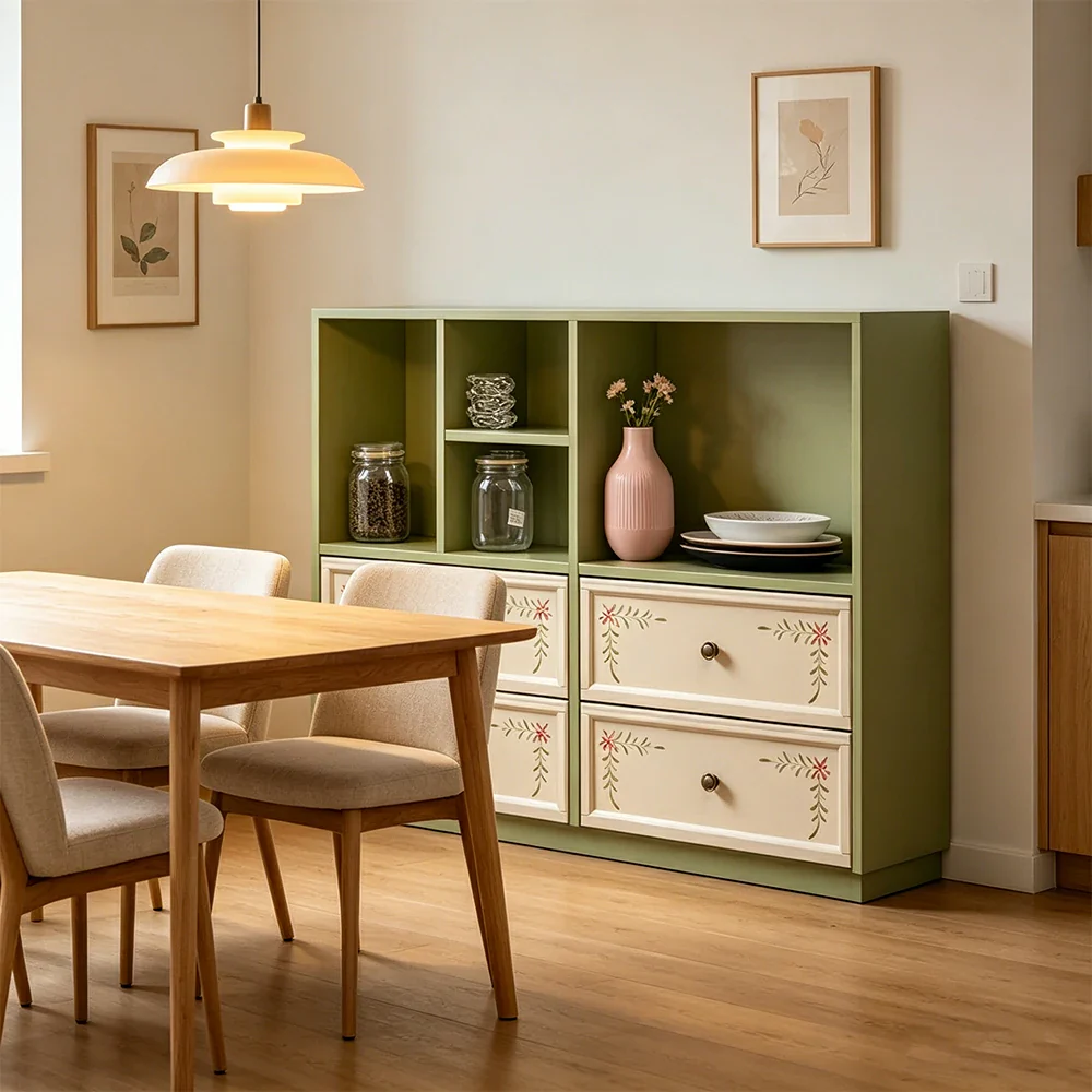 LUXORA Modular Solid Wood Bookcase Four Drawer Storage Cabinet for Living Room Dining Area - Image 4