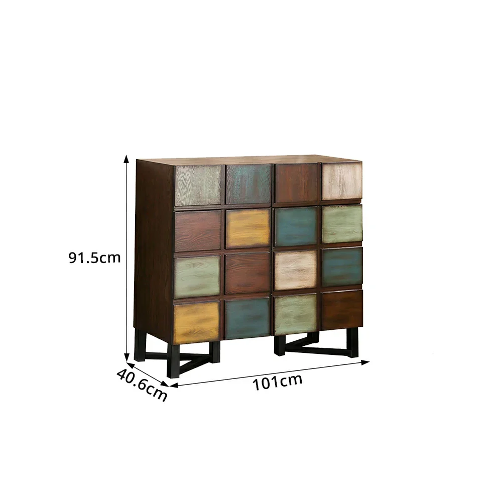 LUXORA Vintage Patchwork Side Cabinet Large Storage Organizer for Living Room Entryway - Image 8