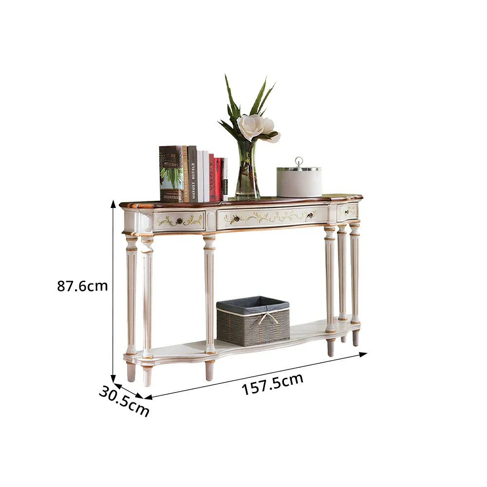 LUXORA Vintage Entryway Console Table Hand-Painted Solid Wood Accent Table for Hallway Living Room - White - Image 8