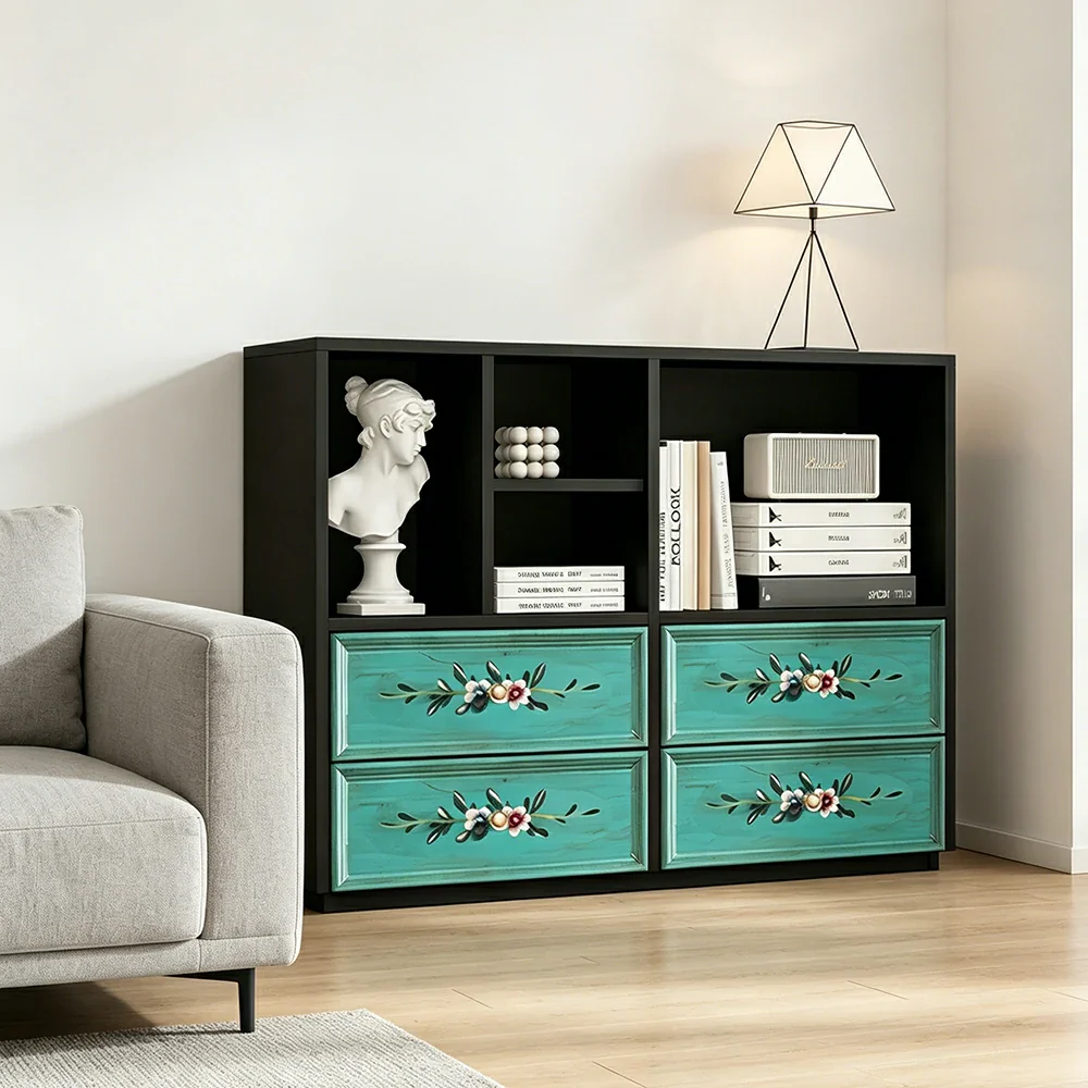 LUXORA Modular Storage Cabinet 4 Drawer Hand-Painted Organizer for Living Room Bedroom - Black - Image 5